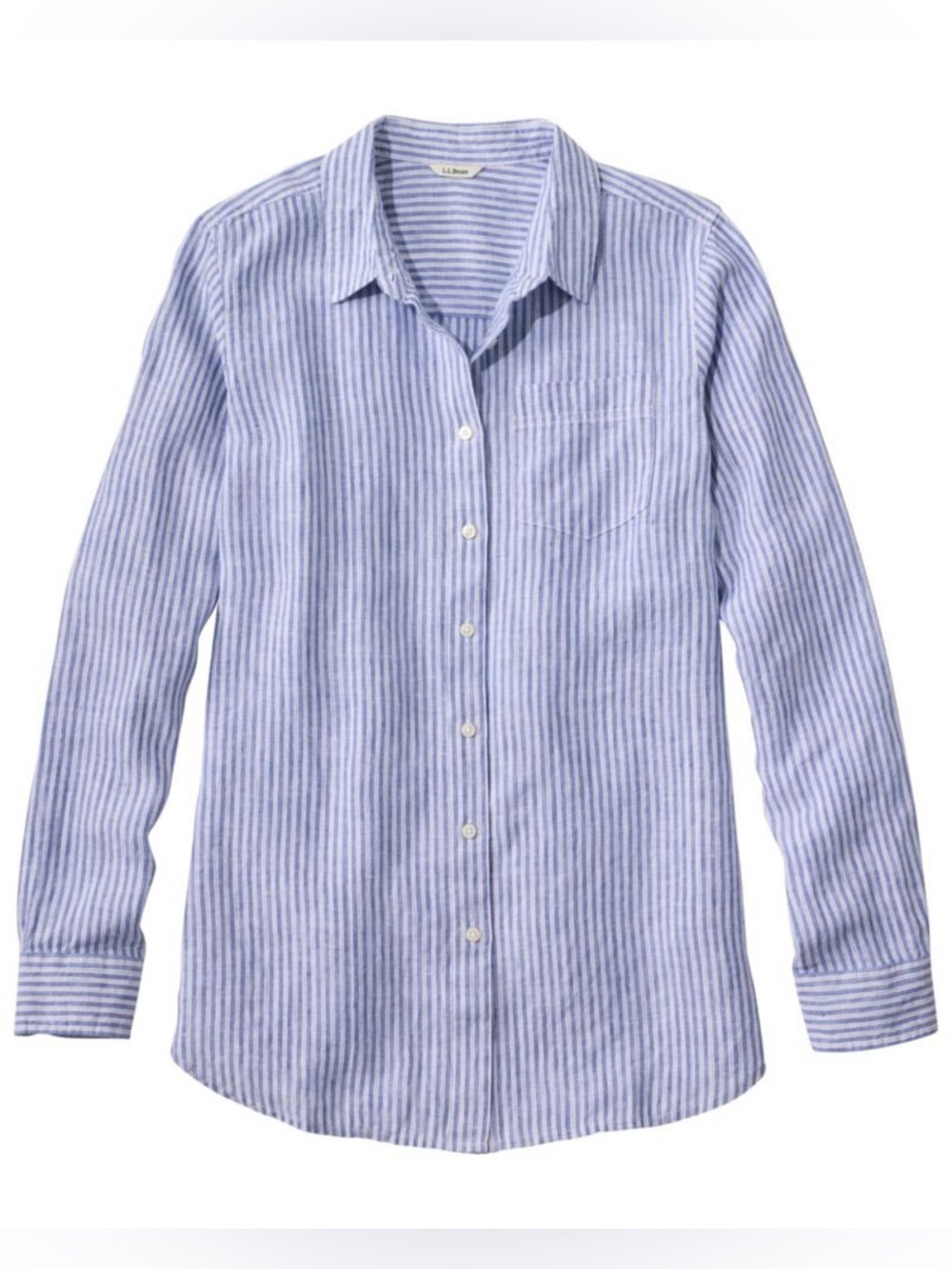 L.L. Bean Premium Washable Linen Shirt Striped Size Small PETITE